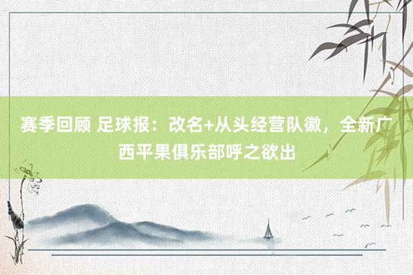 赛季回顾 足球报：改名+从头经营队徽，全新广西平果俱乐部呼之欲出