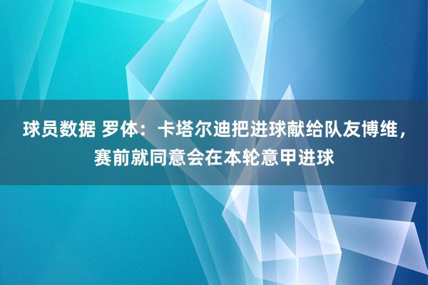 球员数据 罗体：卡塔尔迪把进球献给队友博维，赛前就同意会在本轮意甲进球