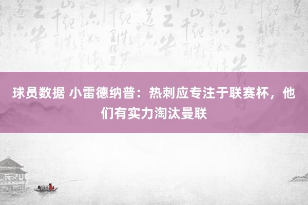 球员数据 小雷德纳普：热刺应专注于联赛杯，他们有实力淘汰曼联