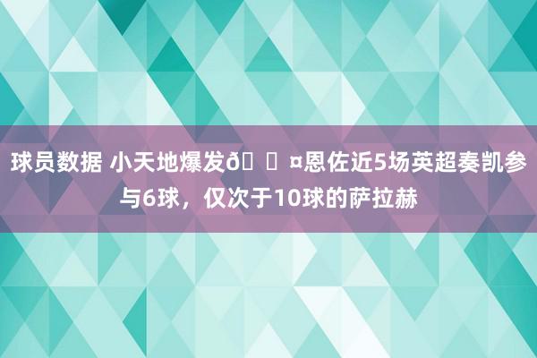 球员数据 小天地爆发😤恩佐近5场英超奏凯参与6球，仅次于10球的萨拉赫