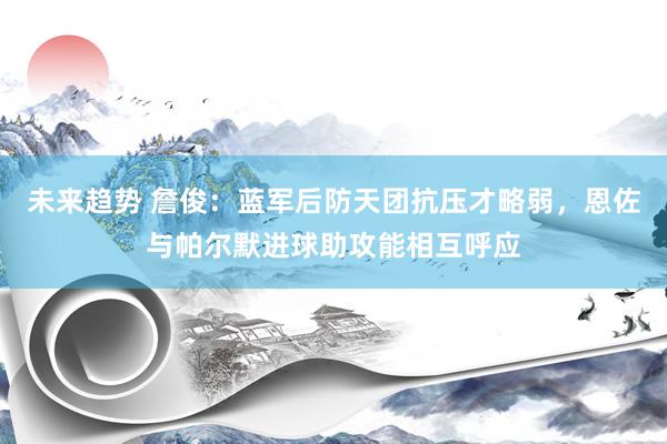 未来趋势 詹俊：蓝军后防天团抗压才略弱，恩佐与帕尔默进球助攻能相互呼应