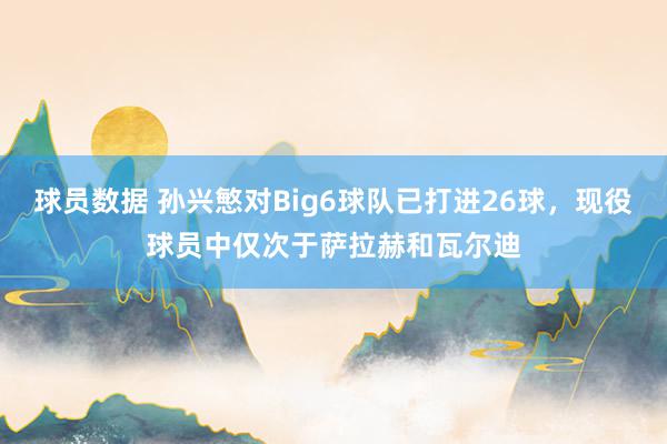 球员数据 孙兴慜对Big6球队已打进26球，现役球员中仅次于萨拉赫和瓦尔迪