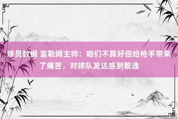 球员数据 富勒姆主帅：咱们不算好但给枪手带来了痛苦，对球队发达感到散逸