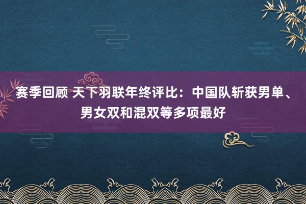 赛季回顾 天下羽联年终评比：中国队斩获男单、男女双和混双等多项最好